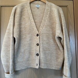 Rhythm Made for Adventure Tan Heather Ribbed Knit Cardigan Sweater / medium